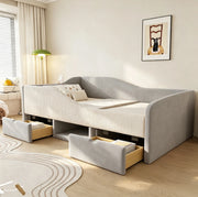 Letto imbottito per bambini grigio 90 x 190 cm con cassetti e sponde
