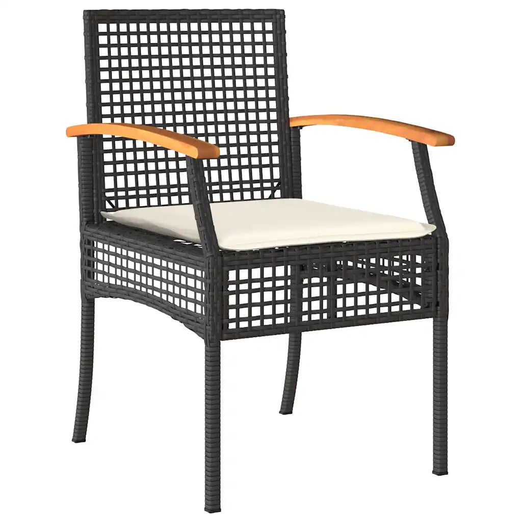Set da Pranzo per Giardino 5 pcs Nero polyrattan