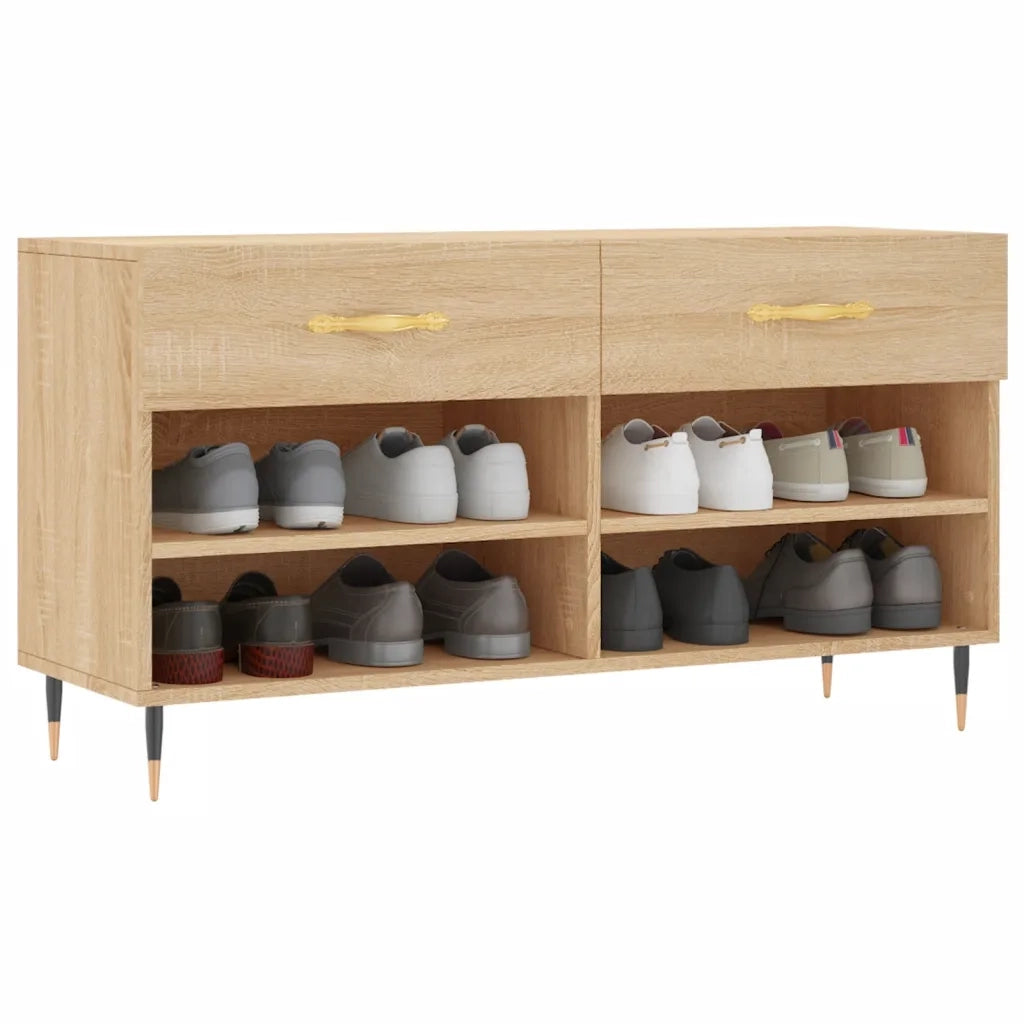 Panca Porta Scarpe-Sgabello-Panca Scarpiera Rovere Sonoma 102x35x55 cm Legno Multistrato 543447
