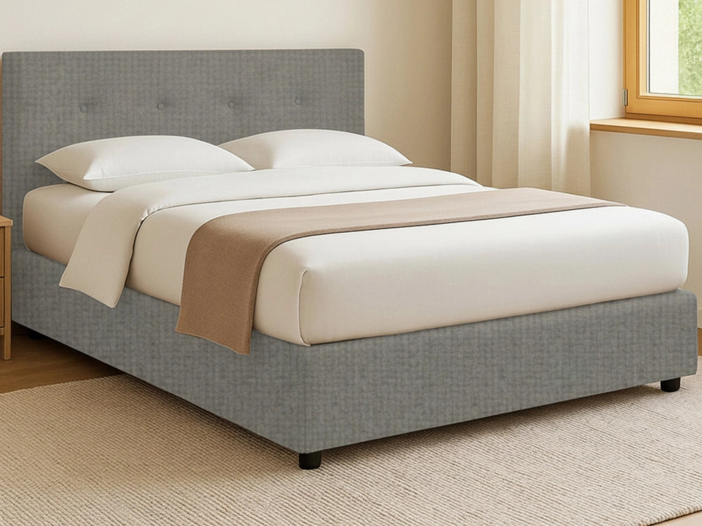 Oxford, Letto Matrimoniale Sfoderabile Made in Italy, Grigio Cenere