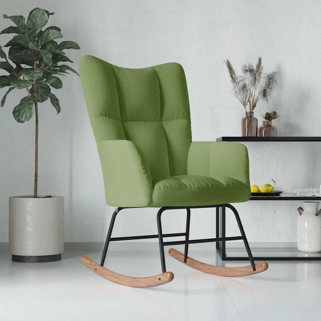 Sedia a Dondolo Verde Chiaro in Velluto 328142