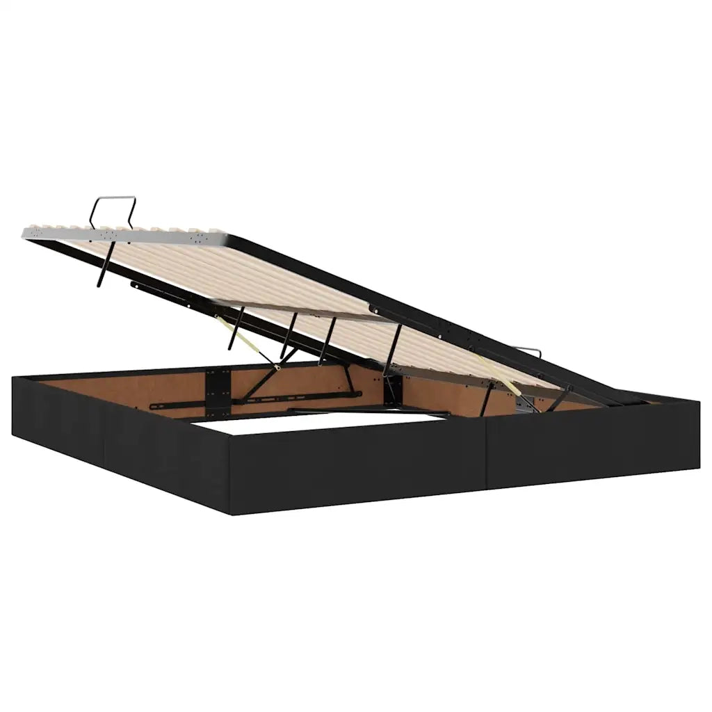 Letto con contenitore e LED Nero 160 x 200 cm Poliestere