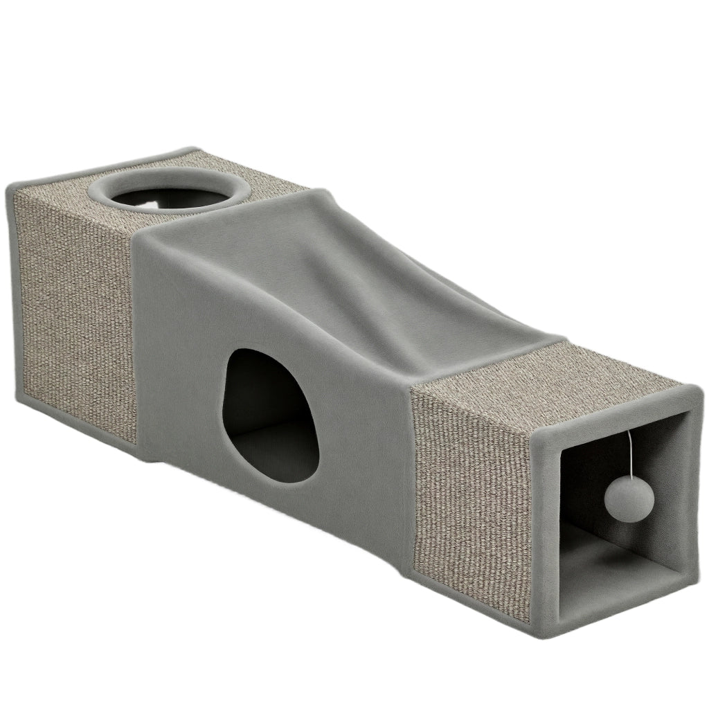 Tunnel per gatti con tane e giocattoli ¨C Minimal ¨C 98x30x30 cm
