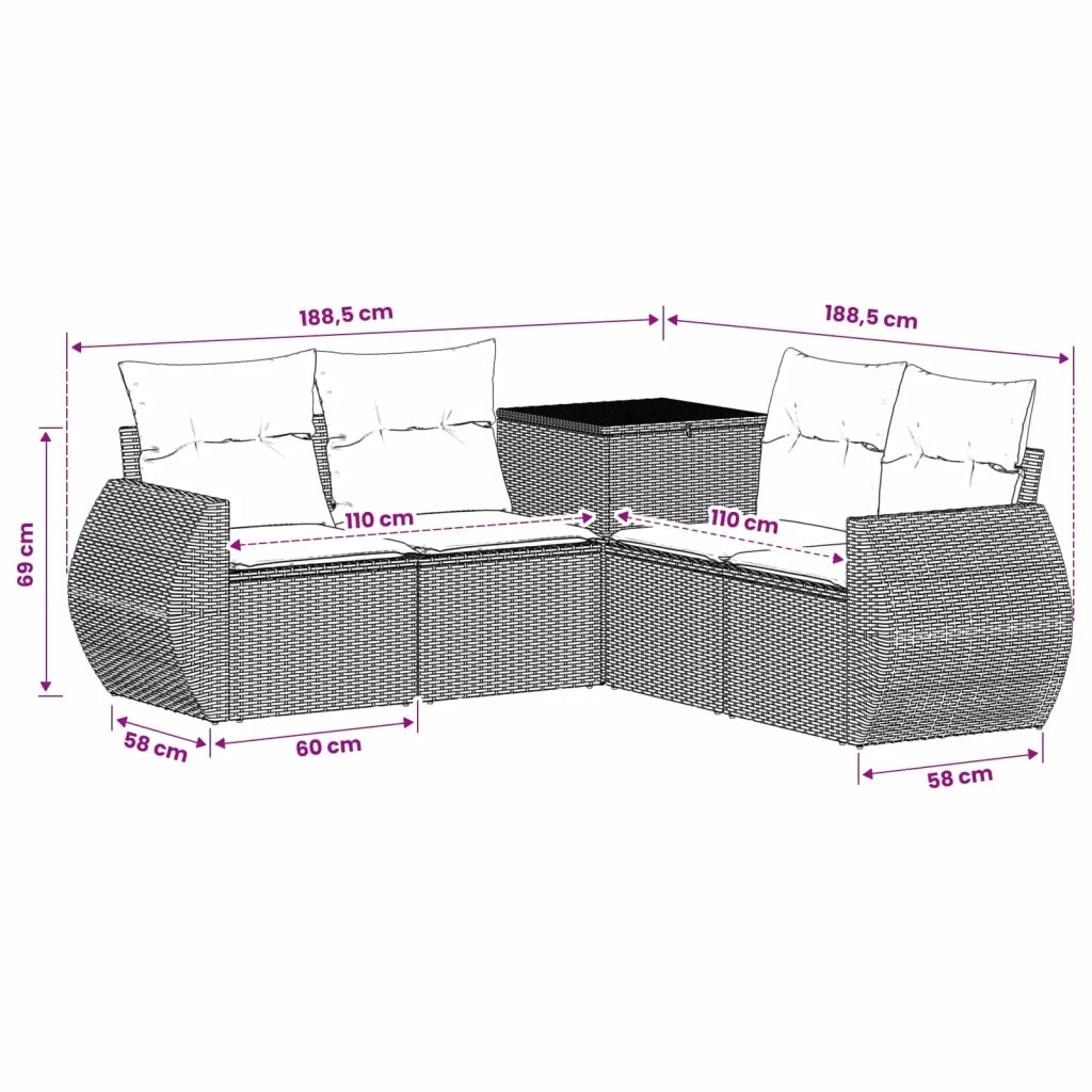 Set di divani 5 pz Beige e Bianco Crema 3447902