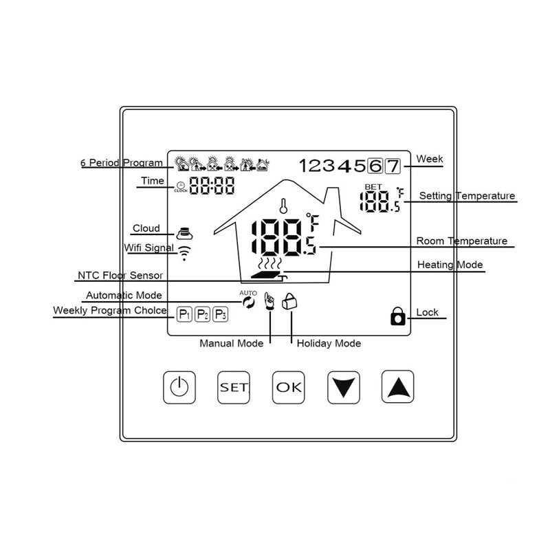 Termostato Wi-Fi Con Touch Nero 220V Compatibile Con Alexa Google Home Per Caldaia A Gas Murale Da Parete Riscaldamento Termosifone Ad Acqua