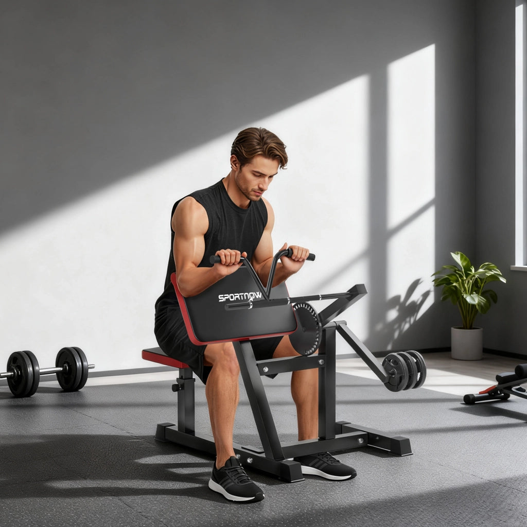 Panca per Curl Bicipiti con Seduta e Appoggio per Gomiti Regolabili Supporto per Pesi in Acciaio Nero