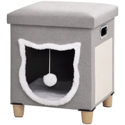 Letto per Gatti con Cuscino e Graffiatoio ¨C Minimal ¨C 35.5x35.5x42.5 cm Grigio