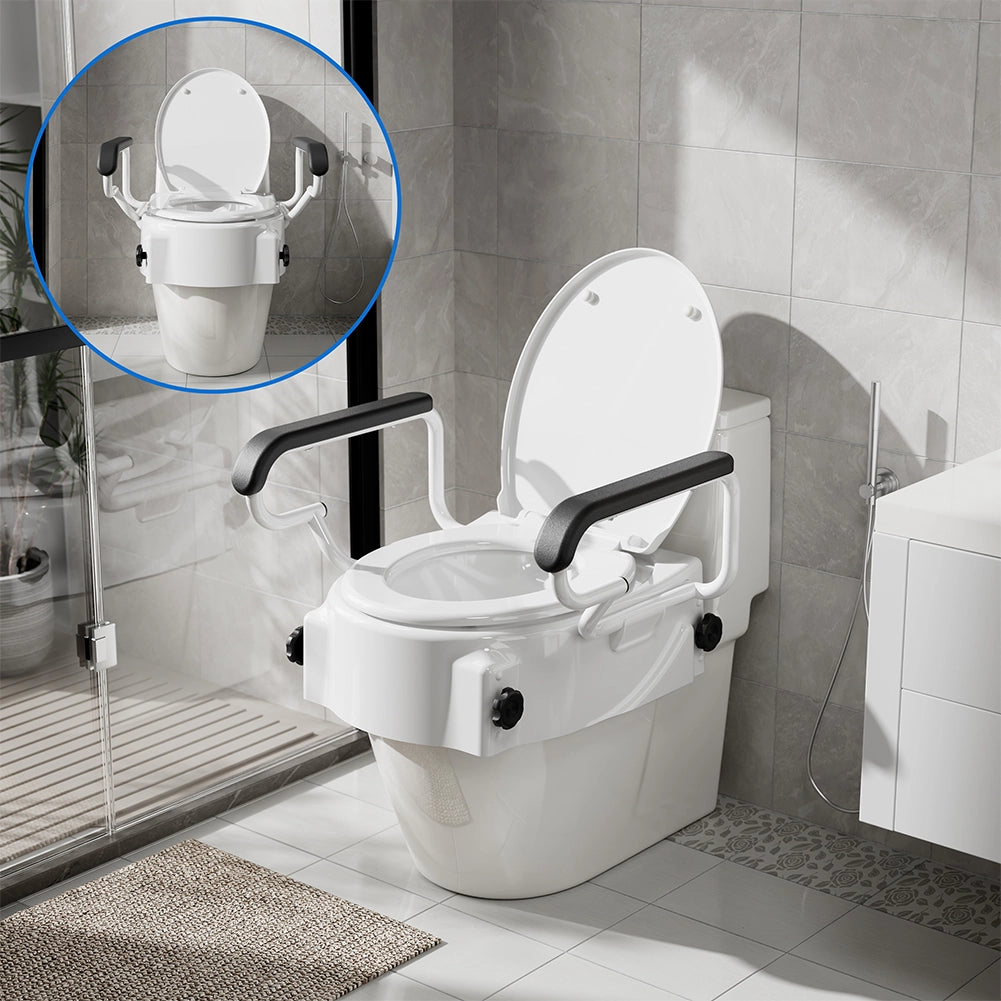 Rialzo per Sedile WC Braccioli Maniglie Assistite Copriwater Disabili e Anziani