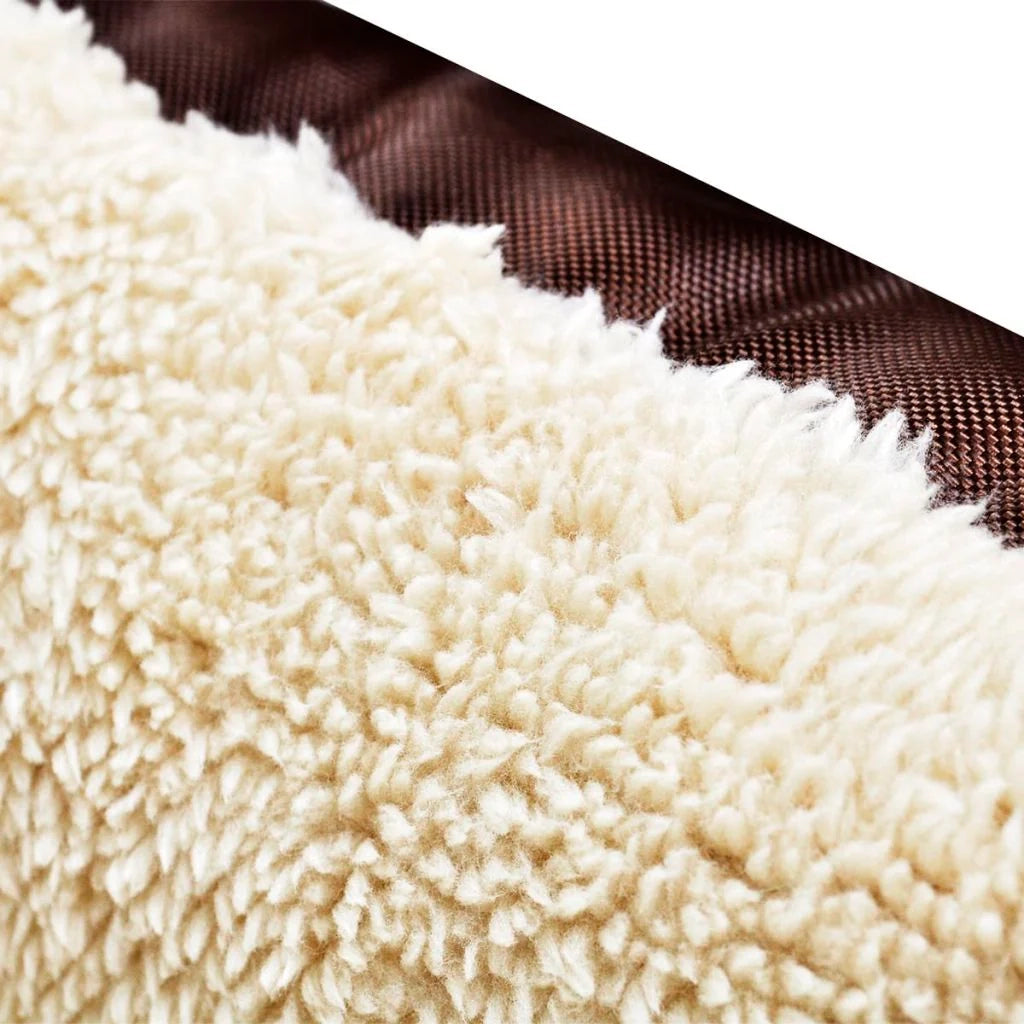Cuccia calda per cani con cuscino imbottito 50 cm marrone e beige 02_0001550