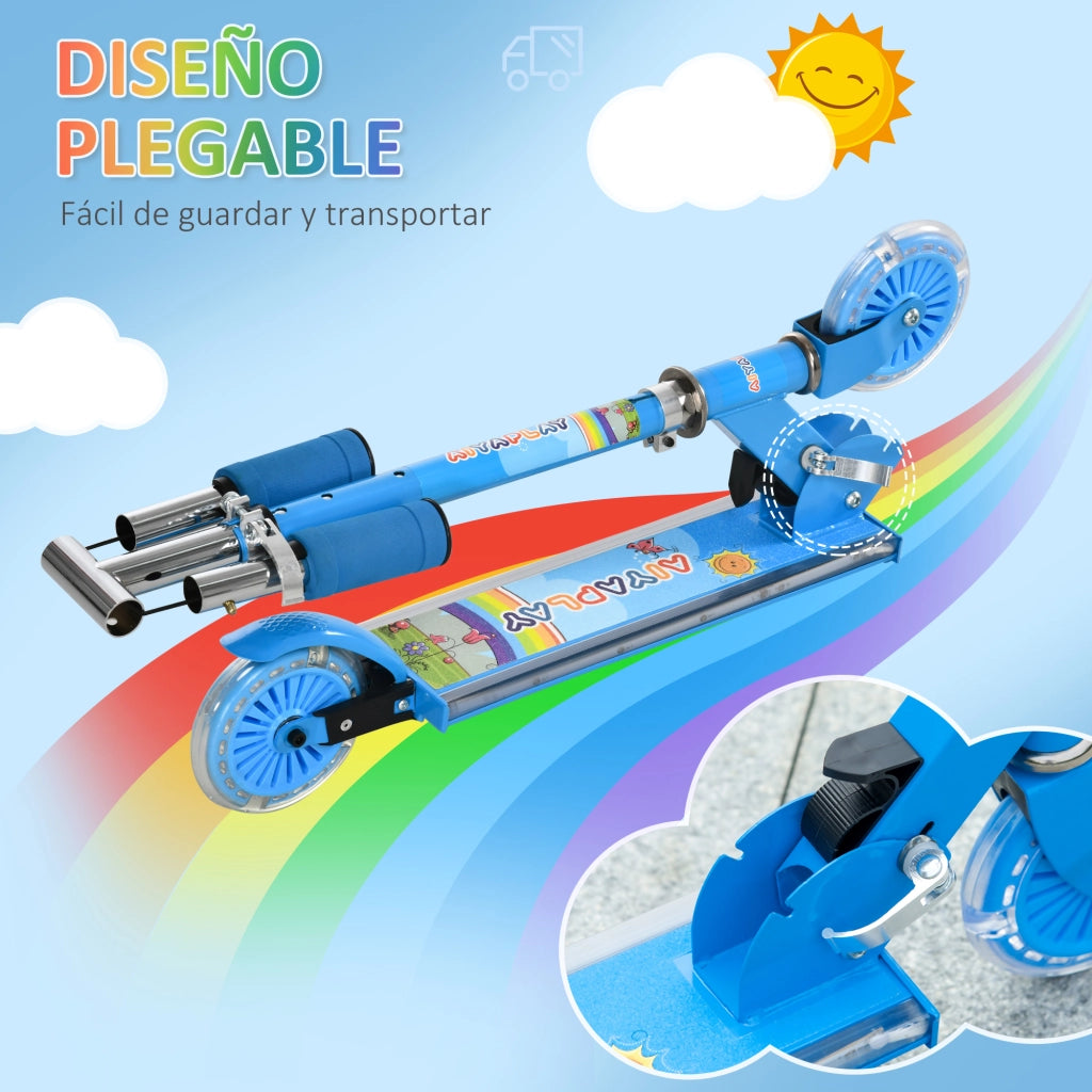 Pattinatore Pieghevole per Bambini con Luci e Musica ¨C Minimal ¨C Blu 67x32x65-78 cm