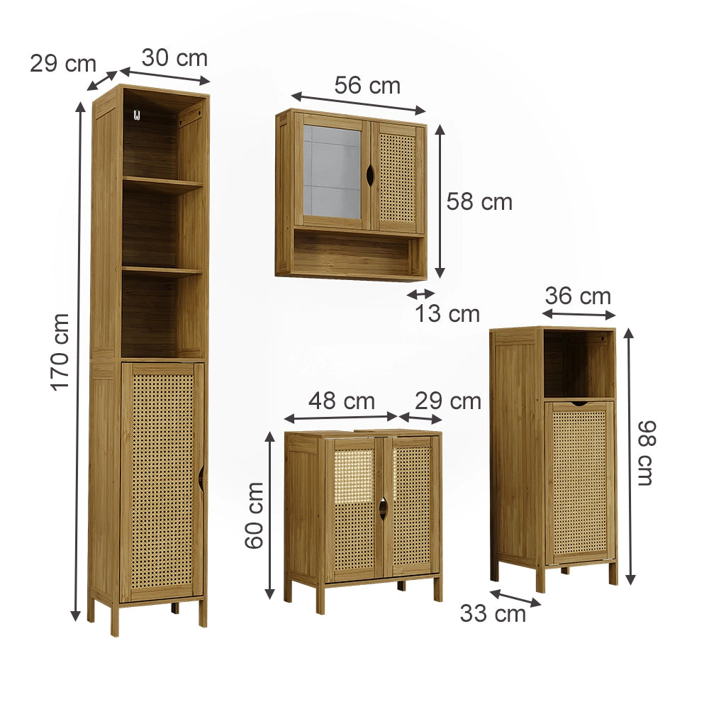Vicco Set di mobili da bagno Bambù 4 parti