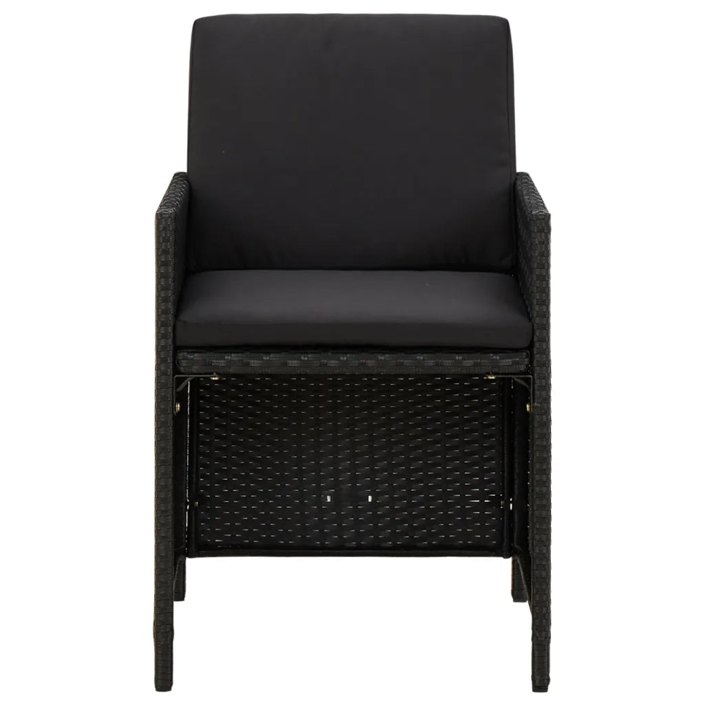 Set da Pranzo da Giardino 5 pz con Cuscini in Polyrattan Nero 3095519