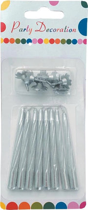 MAURY'S CANDELINA GLITTER ARGENTO 7CM CON BASE 8PZ