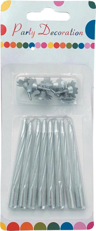 MAURY'S CANDELINA GLITTER ARGENTO 7CM CON BASE 8PZ