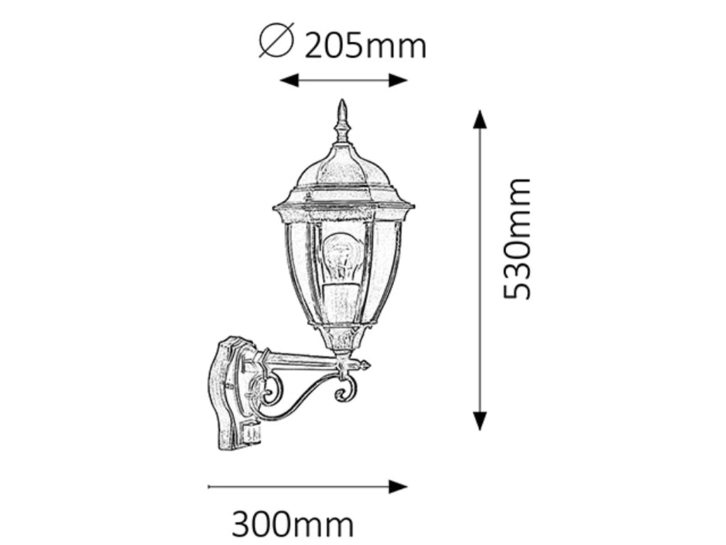 Applique esterno Toronto oro antico E27 sensore Rabalux