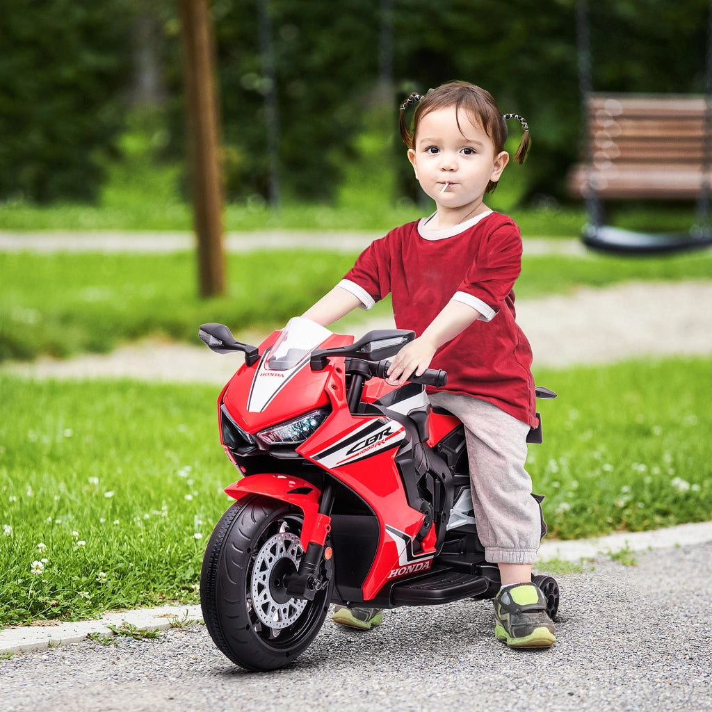 Moto Elettrica Bambini Honda 3-5 Anni ¨C Xylo ¨C Rosso con Fari Clacson Musica Ruote 90x44x52cm