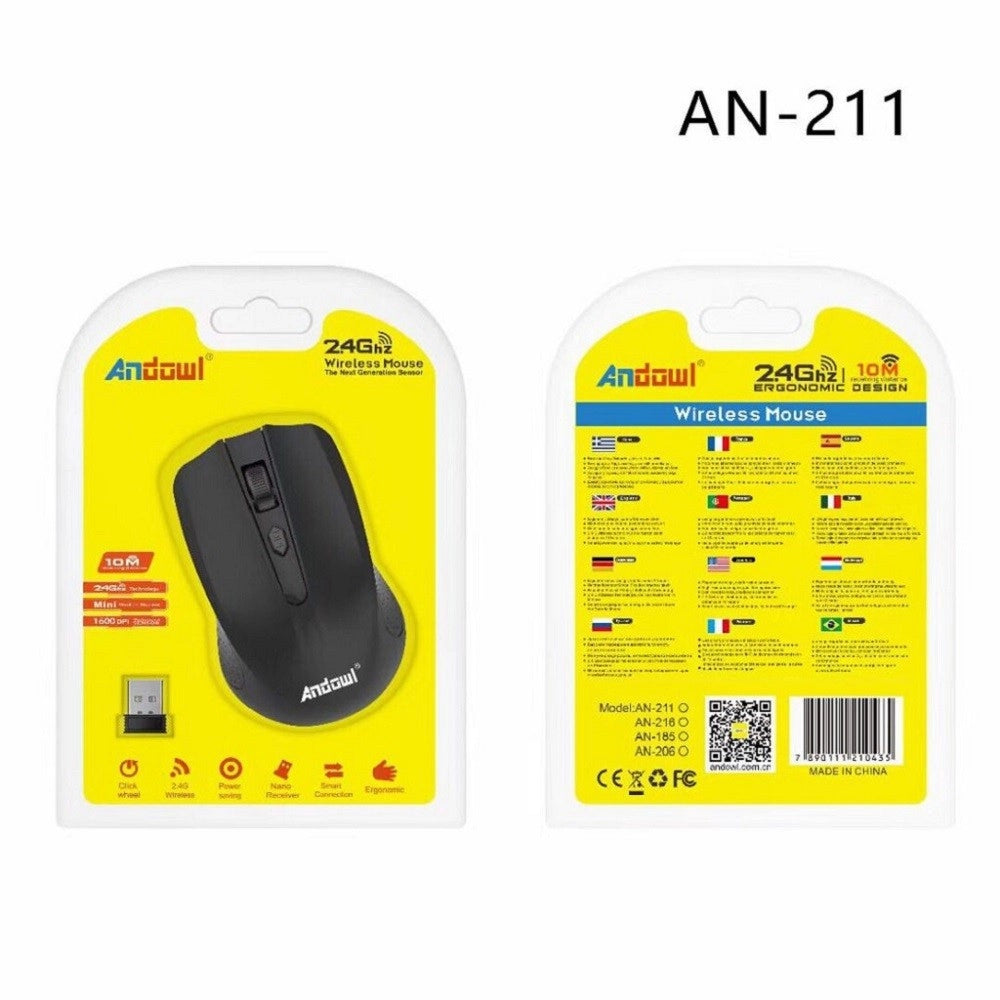 Trade Shop - Mouse Wireless Ottico 2.4ghz Ricetrasmettitore Usb Ergonomico Computer Pc An-211 -
