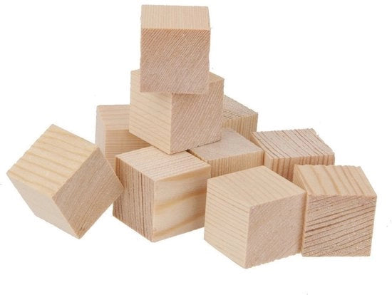 Blocco di Legno Creativo - Puzzel in Legno - 25 mm - 50 Pezzi - Ideale per Bambini e Adulti - Legno
