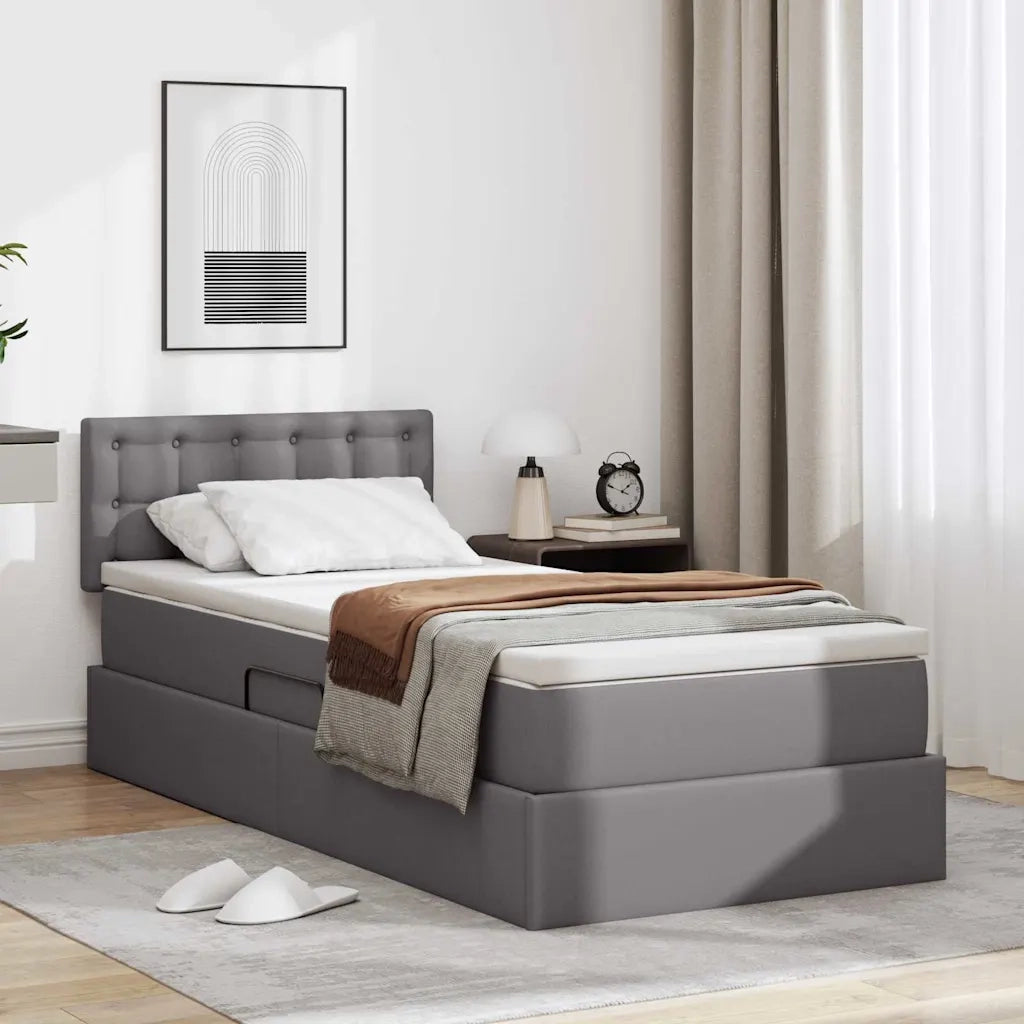Letto con contenitore e materasso Grigio 90 x 200 cm