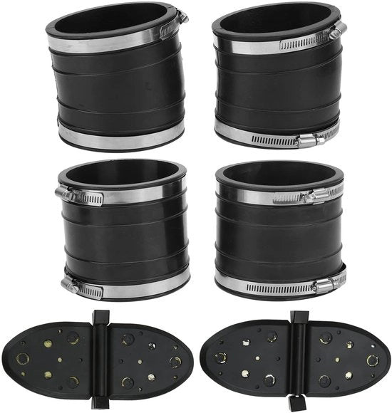Sistema di scarico a Y per motore Mercruiser V6/V8 - 4 pollici/10 cm - Connesso con tubi in acciaio inossidabile e gomma - Duraturo e resistente alla corrosione - Scarico per motore