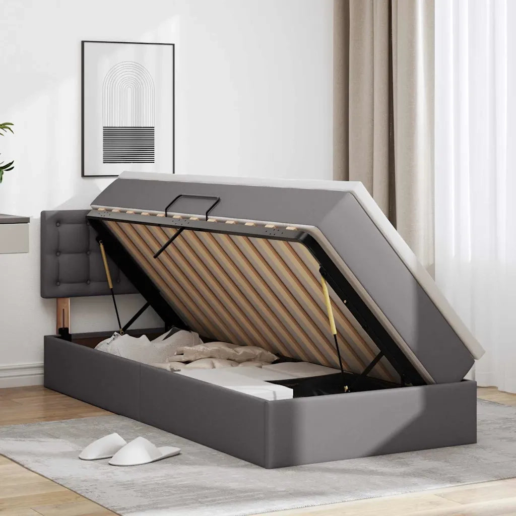 Letto con contenitore e materasso Grigio 100 x 200 cm 3370383
