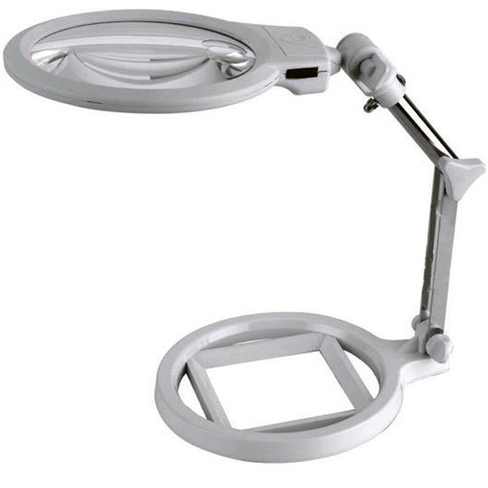 Trade Shop - Lampada Lente Di Ingrandimento Da Tavolo Con Luce 2 Led Portatile 130 Mm A 26mm -
