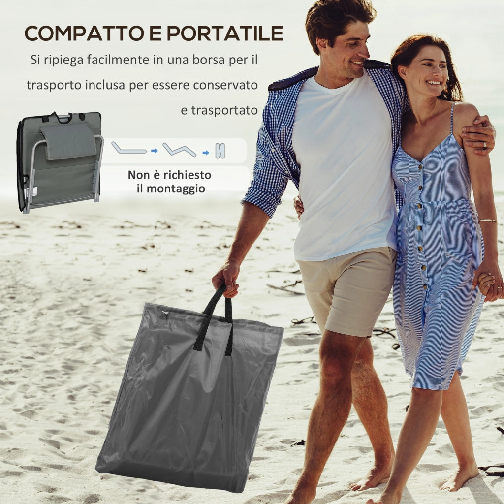 Set 2 Lettini Pieghevoli da Giardino con Schienale Regolabile ¨C Minimal ¨C Grigio