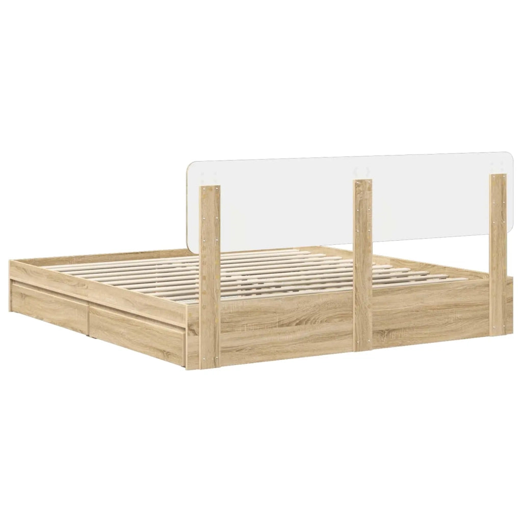Letto con Contenitore con testiera Rovere Sonoma 180 x 200 cm 3412250