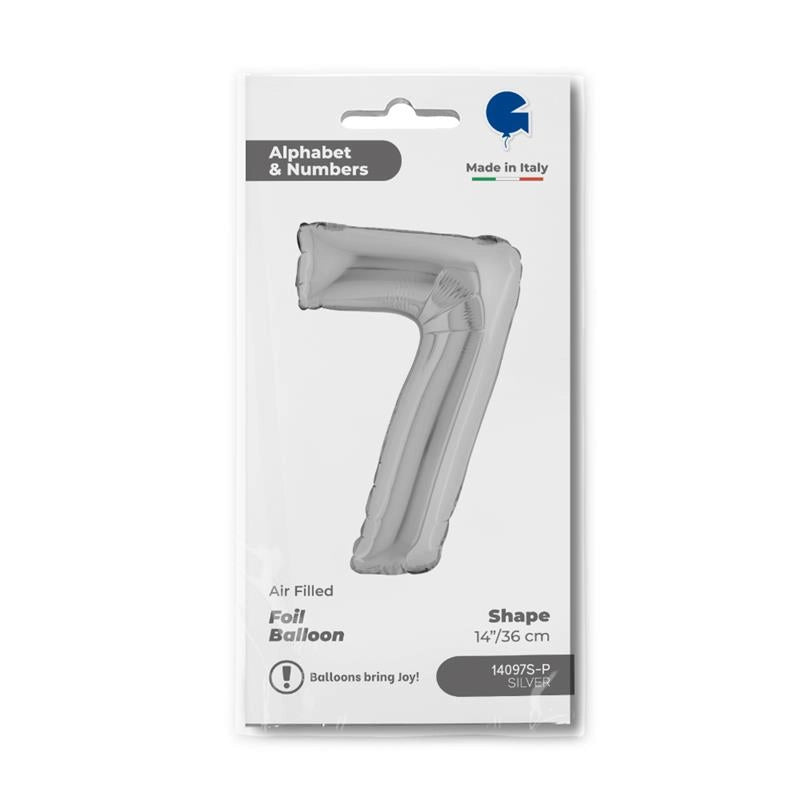 MAURY'S PALLONCINO MYLAR PICCOLO ARGENTATO "7" 14X36 CM