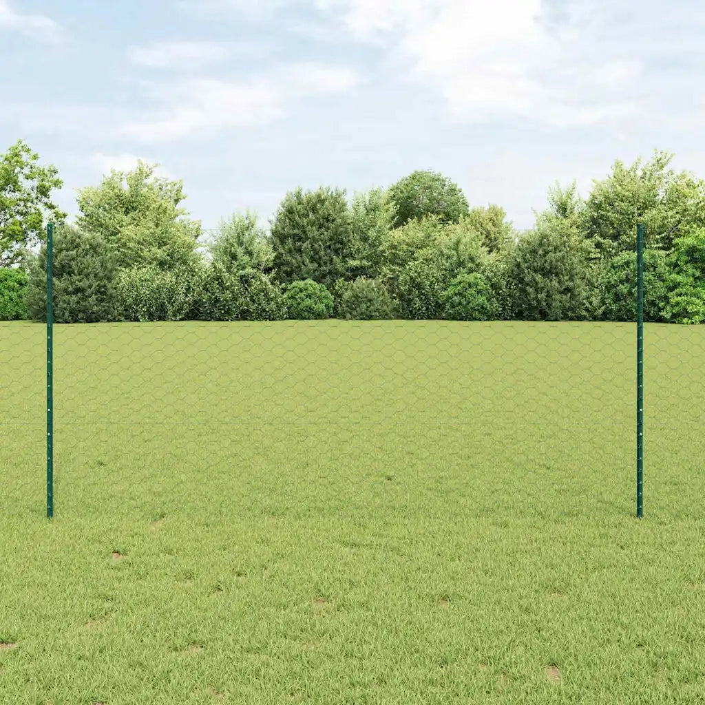 Recinzione con pali. Verde 1.2 x 25 m Acciaio