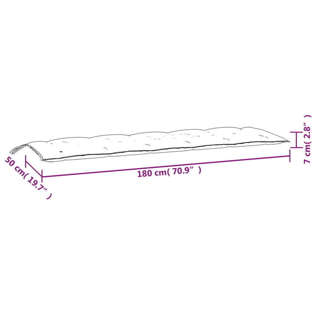 Cuscini Panca da Giardino 2 pz-Set di 2 Cuscini per panchina da esterno Tortora 180x50x7cm Tessuto Oxford