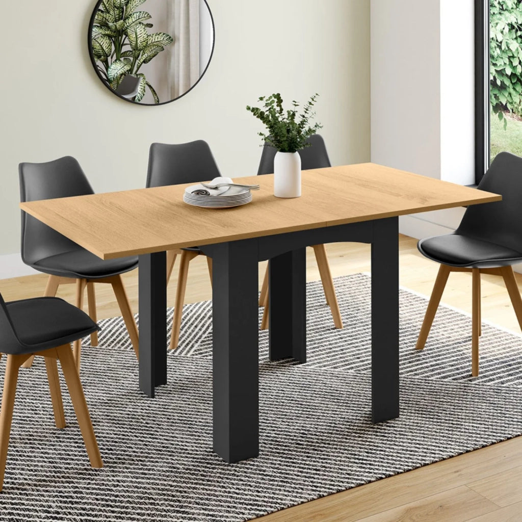 IDMarket - Tavolo da pranzo allungabile DONA 4-8 persone piano in faggio nero 80-160 cm