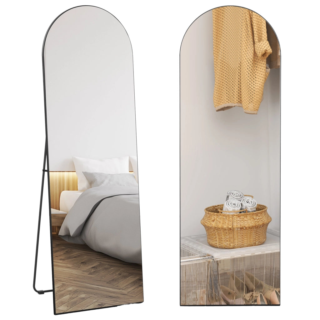 Specchio da Parete e da Appoggio Arcuato ¨C Minimal ¨C 150x50 cm Nero