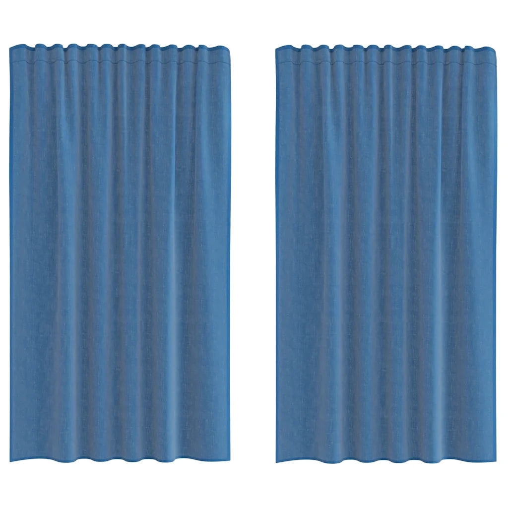 Tende in Voile con Tasche per Aste 2 pz Blu Reale