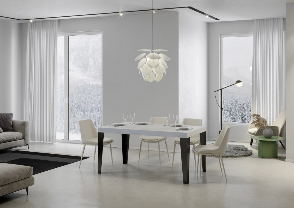 Tavolo Allungabile 140-224x80x77 cm Flame Bianco Frassino