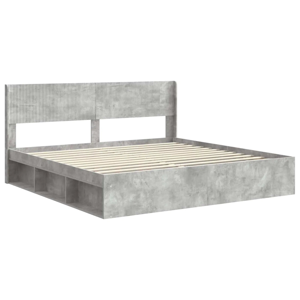 Struttura del letto con stoccaggio e testata Grigio Cemento 3414182