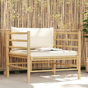 Divano da Giardino con Cuscini Bianco Crema in Bambù 313148