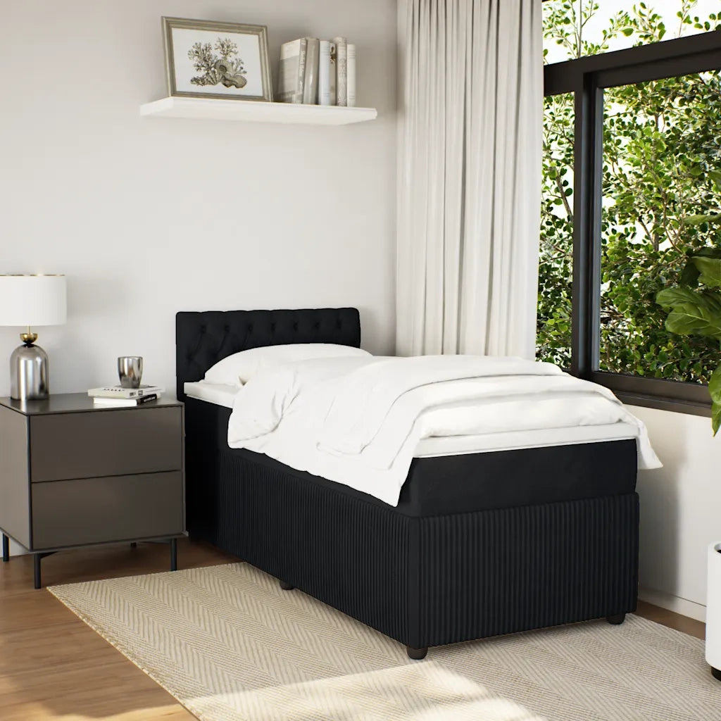 Giroletto a Molle con Materasso Nero 90x200 cm in Velluto
