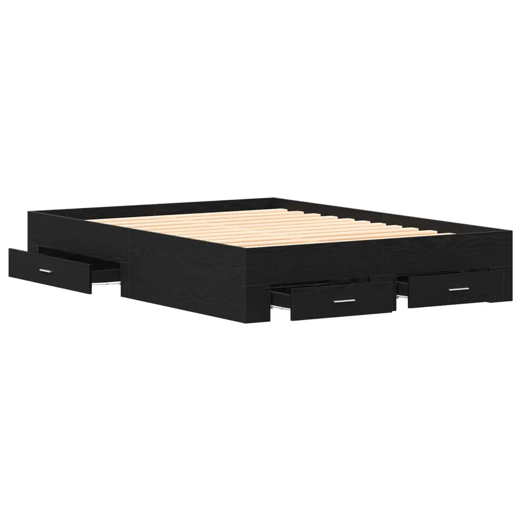 Struttura del letto-Giroletto Rovere Nero 140 x 200 cm Legno multistrato 877981