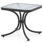 Tavolo da patio con piano in vetro temperato, Tavolino da esterno da 50cm con telaio in metallo robusto Nero-Tavoli da esterno