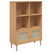 Credenza | Madia | Buffet da pranzo | Armadio da pranzo SENJA Aspetto Rattan Marrone 90x35x130 cm Legno Pino