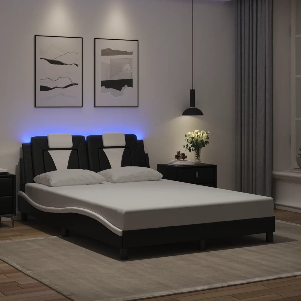 Giroletto Viana con LED senza Materasso Nero e Bianco 120x200 cm
