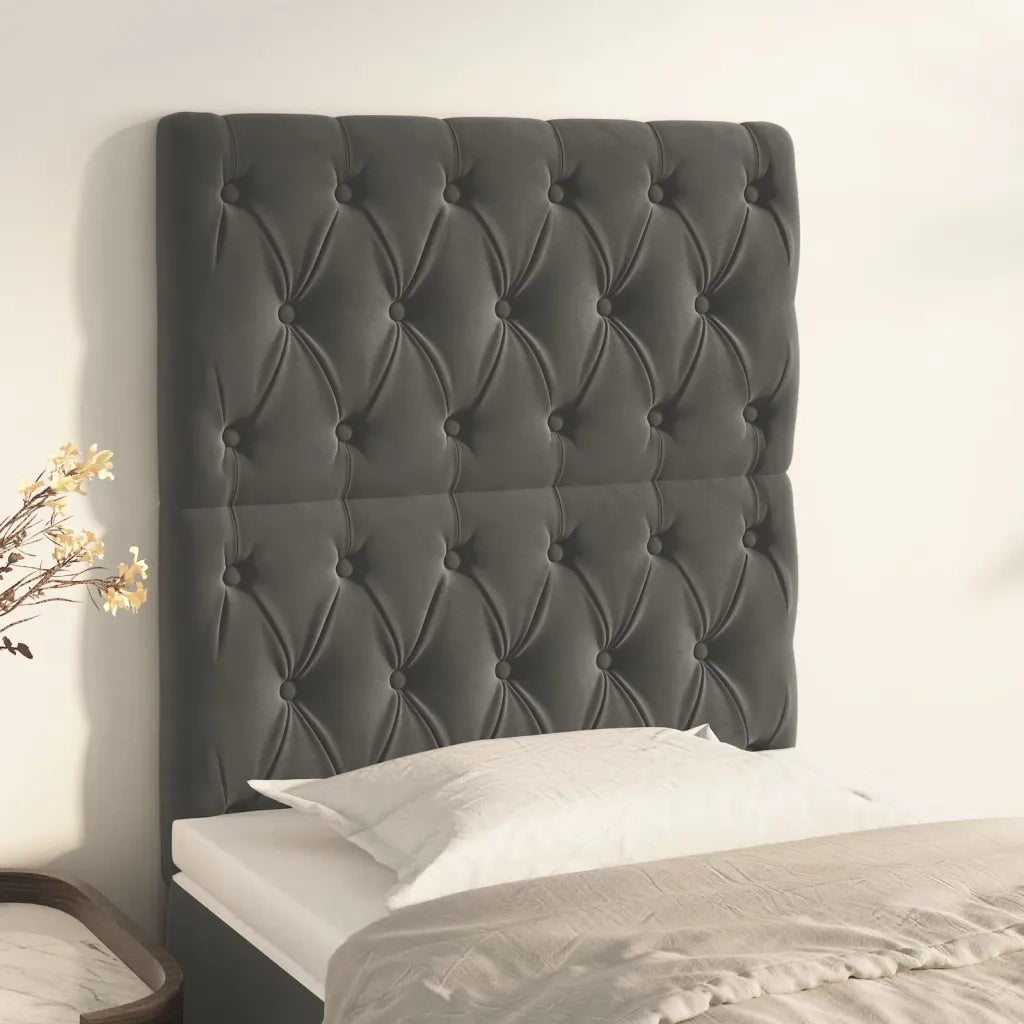 Testiera | Testata Grigio Scuro 80x7x118/128 cm Velluto