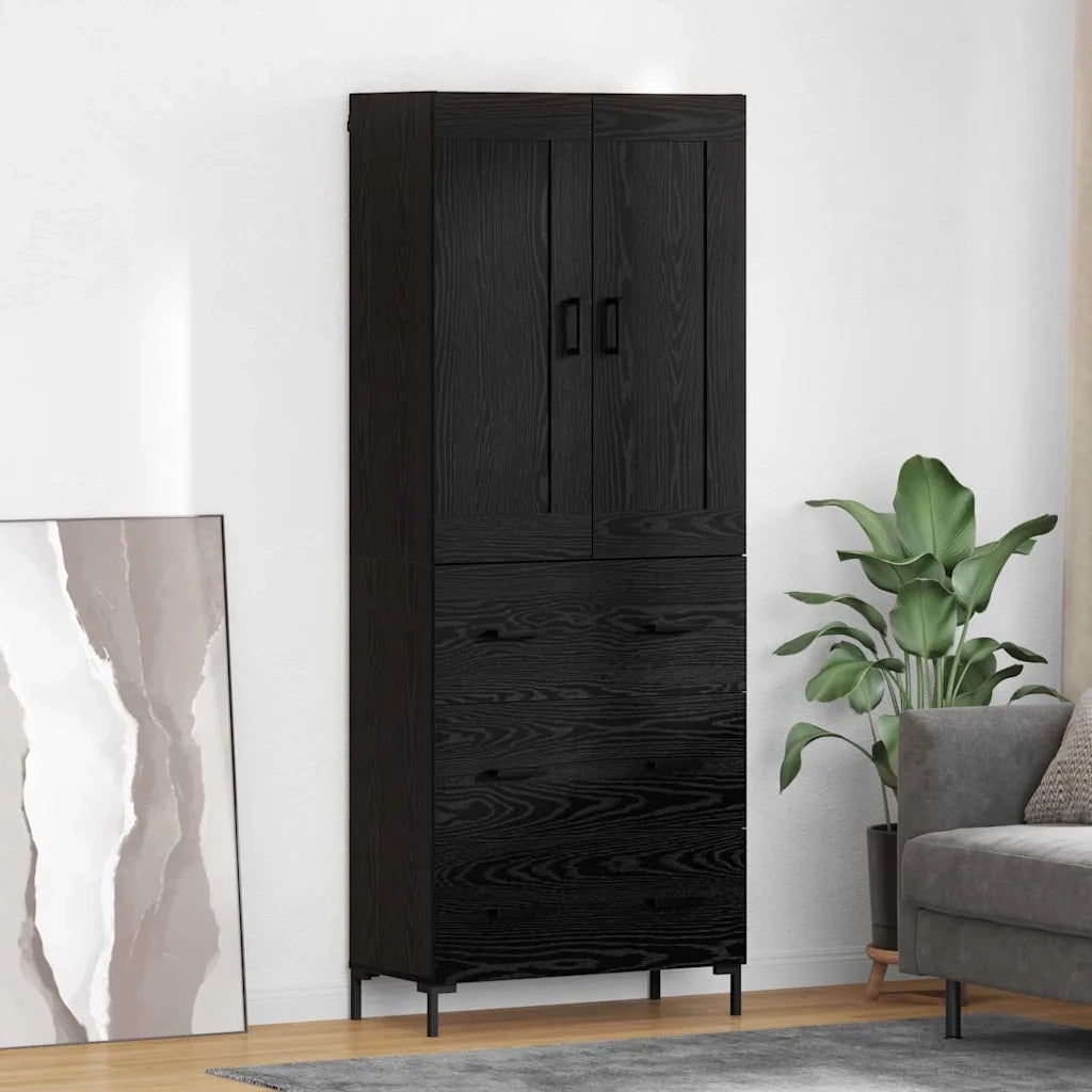 Credenza con cassetto 2 pz-Set di 2 Buffet-Armadio da cucina Rovere Nero Legno multistrato 705234