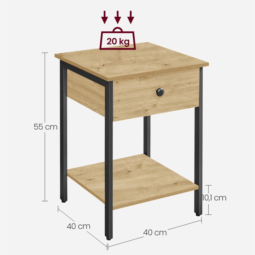 Comodino industriale Artisan con cassetto e ripiano