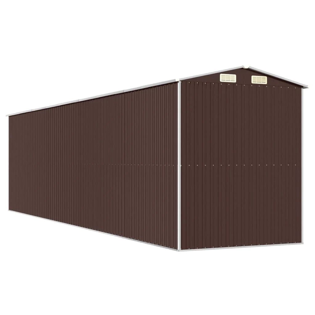 Casetta da giardino cabina ripostiglio capanno da esterno capanno per attrezzi robusta scura 192 x 772 x 223 cm acciaio zincato marrone 02_0022324