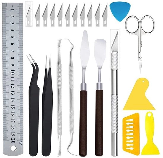 Kit di base per DIY 23 pezzi - Set di strumenti in vinile - Erba cattiva - Righello - Pinza - Adatto per principianti/professionisti - Attrezzatura per fai da te