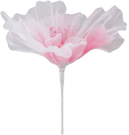 Fiore di organza 50 cm - Tela di seta artificiale - Decorazione per compleanni - Matrimonio - Decorazione per feste - Materiale morbido - Sostenibile - Fiori artificiali