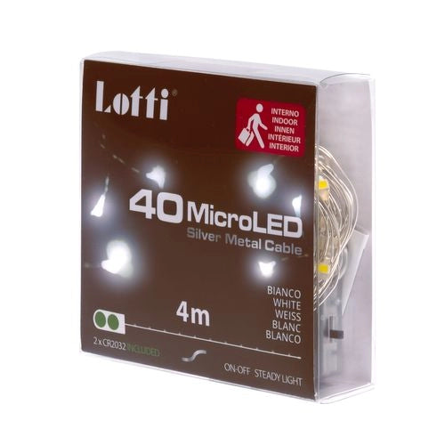 Catena microLED 4m bianco fissa CR2032 multicolor