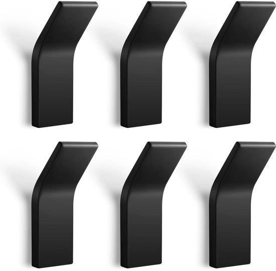 6 Haken Self Adesanti, Extra Resistenti, Haken da Parete, Adesivi, Metallo, Haken da Parete, Haken per Abbigliamento, Nero, Haken senza Foratura, Haken per Bagno, Adesivi, con 6 Adesivi per Montaggio, Extra Resistenti